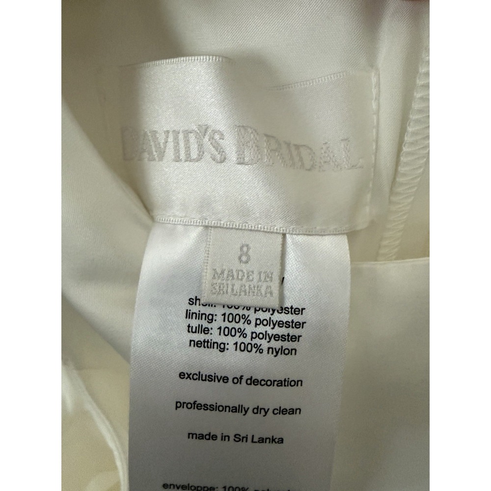 David's Bridal Ivory Sleeveless Polyester Tulle Dress, Regular Size 8 - Picture 3 of 6